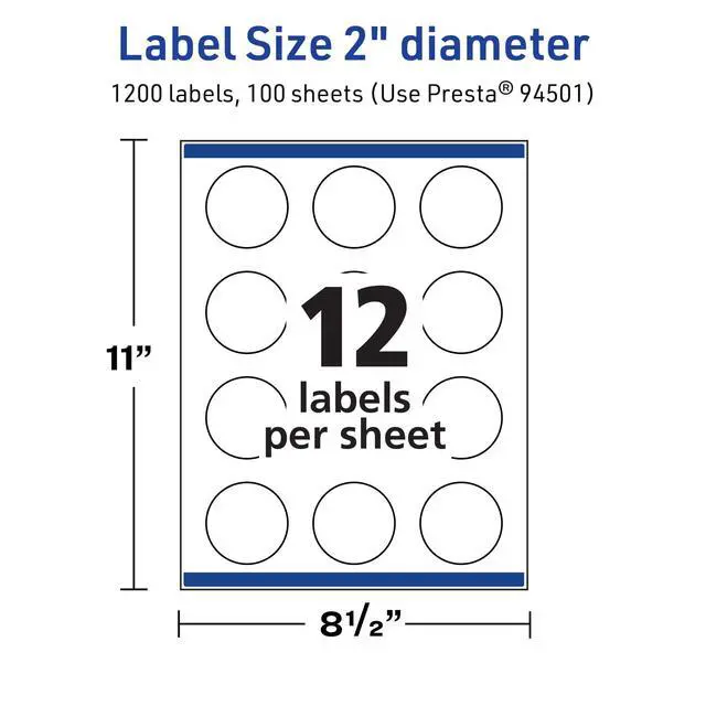 Alt view image 5 of 7 - TrueBlock Matte White Round Labels, Sure Feed Technology, 2" Diameter, 1,200 Matte White Labels, Print-to-The-Edge, Laser/Inkjet Printable, Great for Making Stickers or Product Merchandising