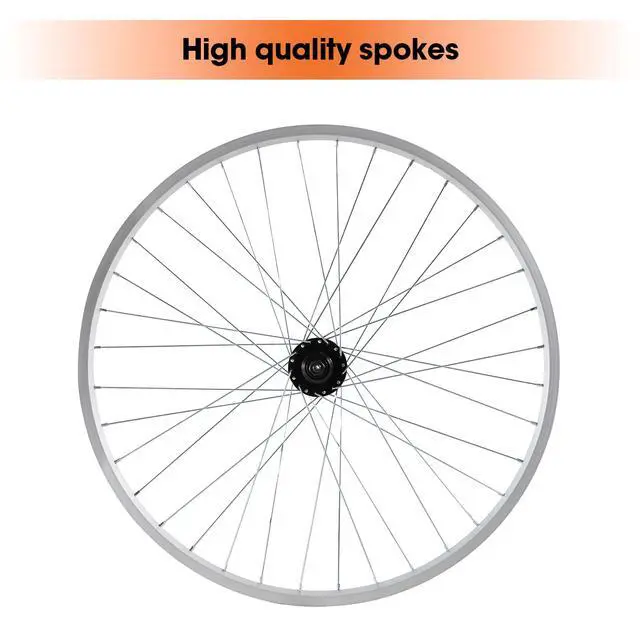 Alt view image 5 of 5 - Hiland 26" 27.5" 28" x1.75" Alloy Bike Rim for 1.75 to 2.215" Wide Tire, Front & Rear Wheels with 7 Speeds Freewheel, Disc Brake Compatible, Bolt On Axle, Wheelset Accessories for MTB Cruiser Bicycle