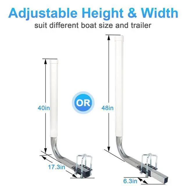 Alt view image 3 of 7 - Boat Trailer Guides 40/48 Height Adjustable, Rustproof Galvanized Steel Boat Trailer Guides Poles Kits with PVC Pipes,for Ski Boat, Fishing Boat, Sailboat Trailer