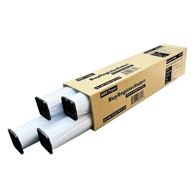 Alt view image 3 of 4 - 36 x 150 Plotter Paper (New & Premium 4 Rolls) 20 lb Uncoated 96 Bright White (75 GSM with 2 Core) CAD Paper Rolls For Engineers, Architects, Copy Service Shops w/Inkjet Printers
