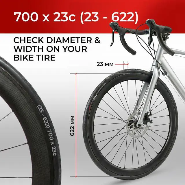 Alt view image 2 of 7 - Pair 700x23c Road Bike Tires - Foldable 23-622 with 1mm Anti Puncture 28" | Folding 28 inch Bicycle Tyres, Accessories for Racing, Touring and Cycling Bikes, Front and Rear Replacement