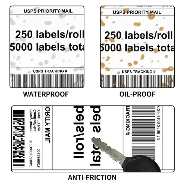 Alt view image 3 of 6 - 4"X6" Thermal Shipping Labels, 5000 Labels, 20 Rolls, Compatible with Rollo, Munbyn, iDPRT Thermal Printers