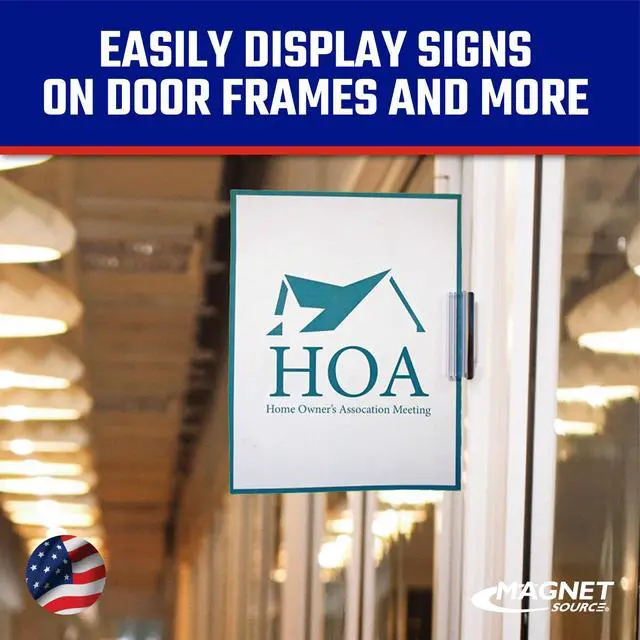 Alt view image 3 of 6 - Magnetic Sign Holder Pack - Magnetic Sign Holders for Door Frames, Metal Shelves, Whiteboards - Powerful Magnet - Retail EZ Grip Holder - 3" L x 1" W x 1.13" H - 25-Pack