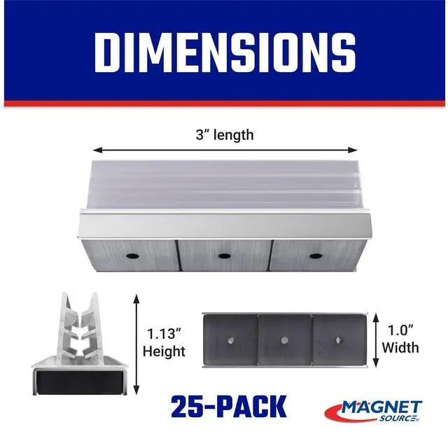 Alt view image 2 of 6 - Magnetic Sign Holder Pack - Magnetic Sign Holders for Door Frames, Metal Shelves, Whiteboards - Powerful Magnet - Retail EZ Grip Holder - 3" L x 1" W x 1.13" H - 25-Pack