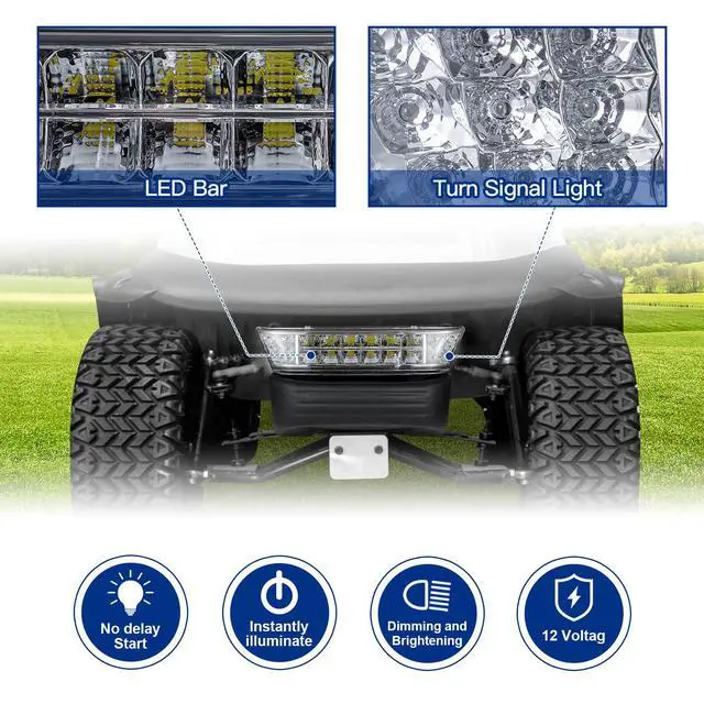 Alt view image 2 of 6 - Upgrade Golf Cart Headlight Kit with Bumper for Club Car Precedent 2004-UP, Golf Cart Front LED Light Kit Replacement 12V for Club Car Precedent