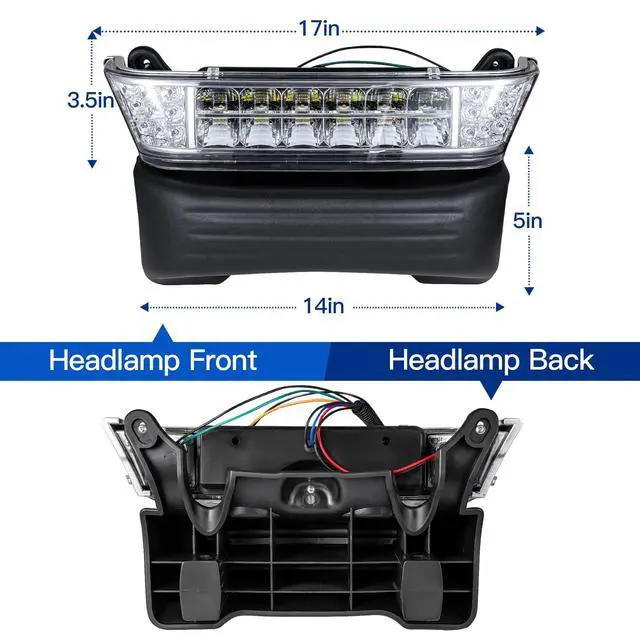 Alt view image 5 of 6 - Upgrade Golf Cart Headlight Kit with Bumper for Club Car Precedent 2004-UP, Golf Cart Front LED Light Kit Replacement 12V for Club Car Precedent