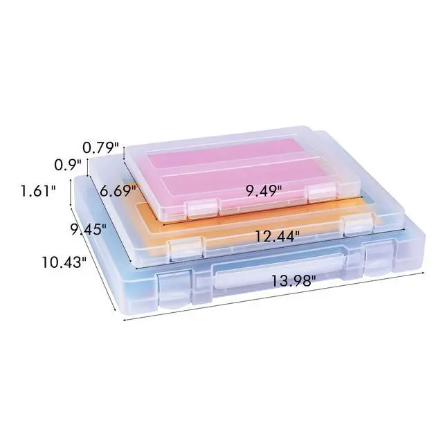 Alt view image 2 of 7 - 12 Pack A4 Paper Storage Boxes, 8.5 x 11 Plastic Portable Project Case for US letter Size and A4 paper, Plastic Multi-Purpose Thick Scrapbook Storage Box for Office