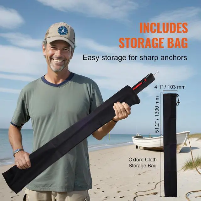 Alt view image 6 of 7 - Sand Spike Boat Anchor, 36" Galvanized Carbon Steel Slide Anchor Shore Spike/Boat Anchor Hook, Self-Hammering Beach Spike Anchor for Small Boat Jetski Pontoon Kayak, with Oxford Storage Bag