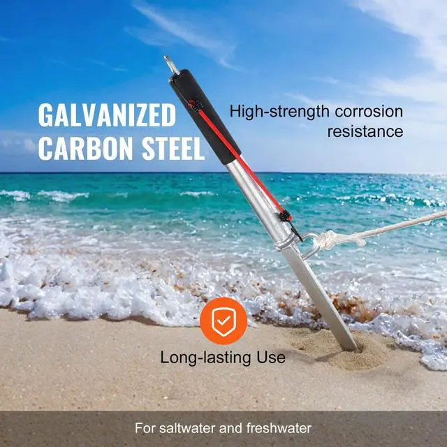 Alt view image 5 of 7 - Sand Spike Boat Anchor, 36" Galvanized Carbon Steel Slide Anchor Shore Spike/Boat Anchor Hook, Self-Hammering Beach Spike Anchor for Small Boat Jetski Pontoon Kayak, with Oxford Storage Bag