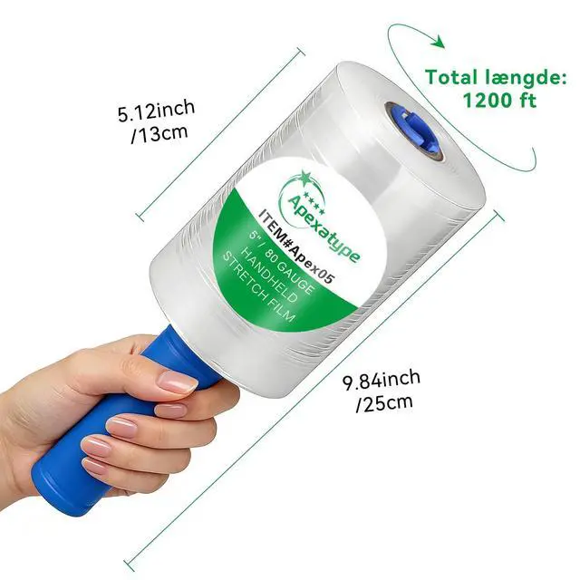 Alt view image 2 of 7 - Plastic Shrink Wrap Roll for Moving, 5" x 1200' -12 Rolls | 80 Gauge, 500% Stretch, Heavy Duty, With Handles, Saran Wrap For Moving, Shipping, Packing, Pallet & Furniture Protection