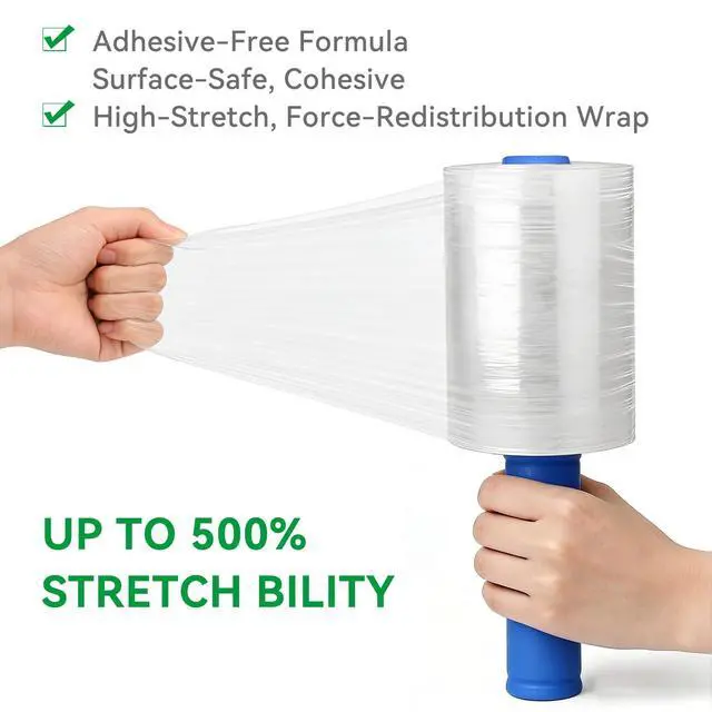 Alt view image 4 of 7 - Plastic Shrink Wrap Roll for Moving, 5" x 1200' -12 Rolls | 80 Gauge, 500% Stretch, Heavy Duty, With Handles, Saran Wrap For Moving, Shipping, Packing, Pallet & Furniture Protection