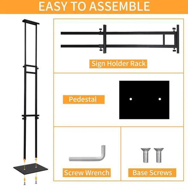 Alt view image 7 of 7 - Poster Stand Heavy Duty - 2 Pack Pedestal Poster Stands for Display, Adjustable Height up to 80 Inch, Double Sided Black Floor Standing Sign Holder for Foam Board Signage