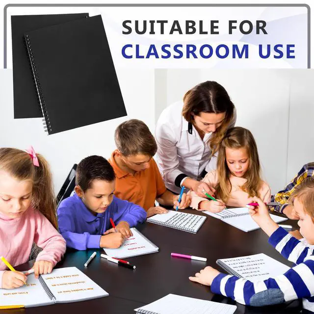 Alt view image 5 of 7 - 12 Pack Primary Composition Notebook Spiral K-2 Writing Workbook Black Wide Ruled Paper Primary Journal 100 Sheets 9.8" x 7.5" Kindergarten Preschool Handwriting Notebook for Kids