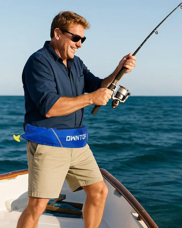 Alt view image 6 of 7 - Automatic/Manual Inflatable Swim Belt Pack, Manual Convertible Swim Jacket for Adults, 24g CO2 Cylinder Included, Low Profile for Kayak, Fishing, Paddle Sports