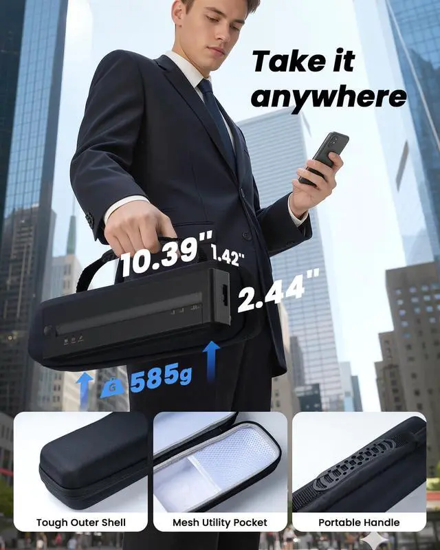 Alt view image 2 of 7 - A28U Inkless Thermal Portable Travel Printer 8.5 x 11 with a Case | Wireless Bluetooth Mobile Small Compact Printer for Travel & Office & Home Use Compatible with Phone, Tablet & Laptop