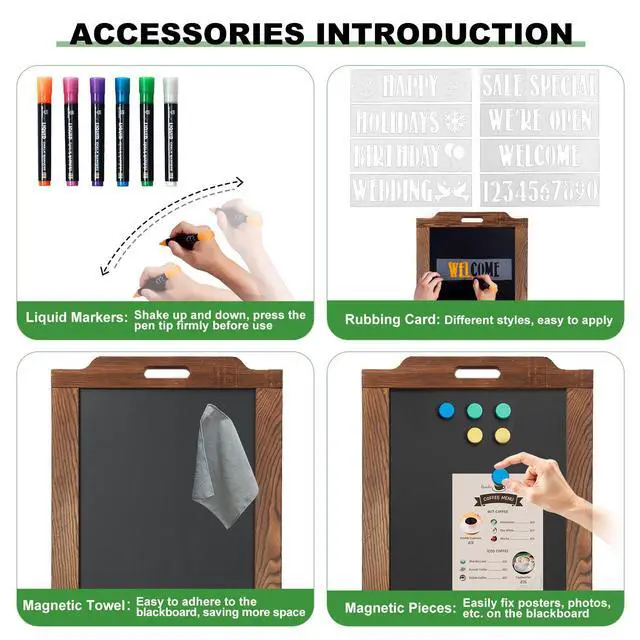 Alt view image 6 of 7 - Magnetic Sandwich A Frame Chalkboard Board Signs - 40 × 20 Inches | Portable, Browm Solid Pine Wood, Double-Sided outdoor Sidewalk ChalkBoards, Restaurant, Cafe, Shop, Wedding, Party