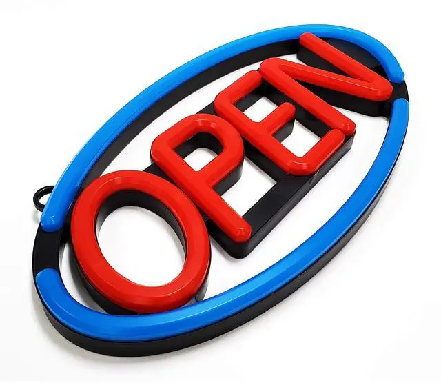Alt view image 2 of 7 - 23'' X 12'' New Ultra Bright Oval LED Neon Sign - OPEN - Remote Controlled (Blue/Red)