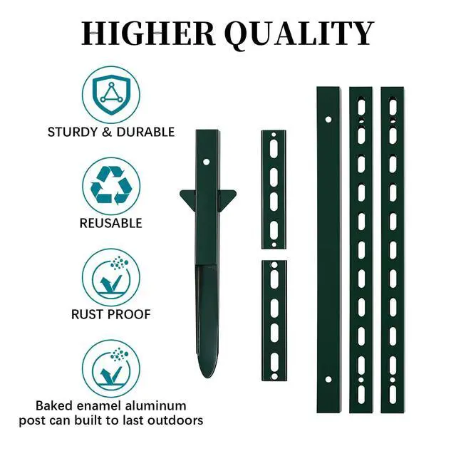 Alt view image 5 of 6 - 2 Pack 6 Ft Metal Yard Sign Stake, Adjustable Aluminum Sign Post with Holes, Durable Yard Stake for Signs, Sleek Modern Design Sign Holder for Outside Fence Road Parking Street Stop (Greenx2)