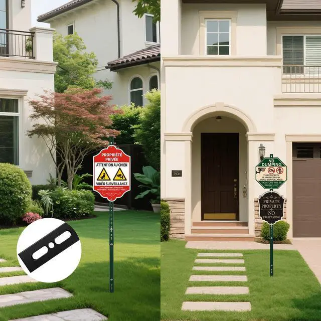 Alt view image 6 of 6 - 2 Pack 6 Ft Metal Yard Sign Stake, Adjustable Aluminum Sign Post with Holes, Durable Yard Stake for Signs, Sleek Modern Design Sign Holder for Outside Fence Road Parking Street Stop (Greenx2)