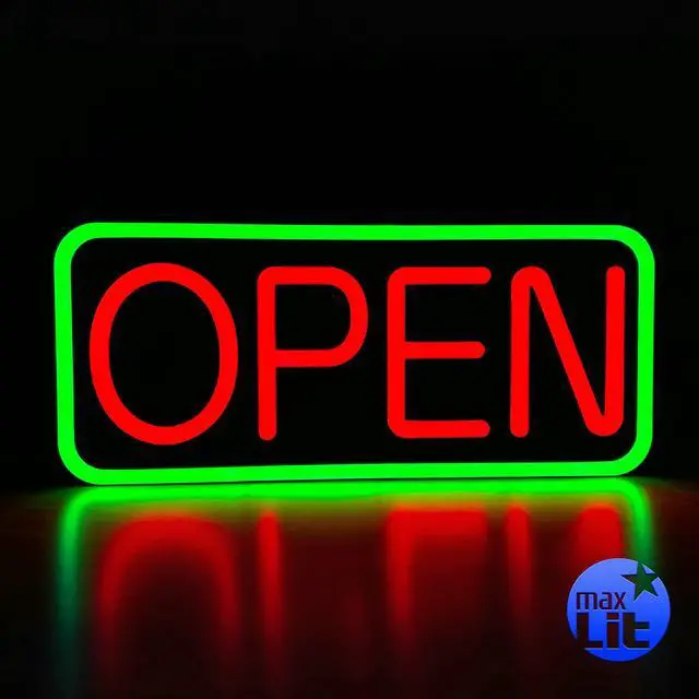 Main image of 21'' X 10'' New Ultra Bright LED Neon Sign - OPEN - Remote Controlled (Green/Red)