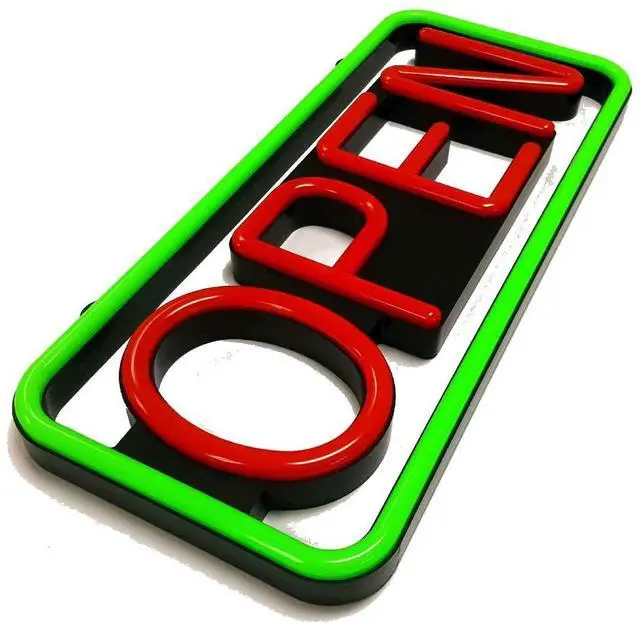 Alt view image 5 of 7 - 21'' X 10'' New Ultra Bright LED Neon Sign - OPEN - Remote Controlled (Green/Red)