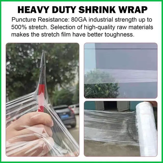 Alt view image 2 of 7 - 20in Stretch Wrap Roll, Heavy Duty 1500ft Shrink Wrap, Pallet Wrap 4 Pack | Industrial Strength, 80 Gauge, Clear Stretch Film, Self-Adhesive Cling, Plastic Wrap for Furniture Wrapping Shipping Moving
