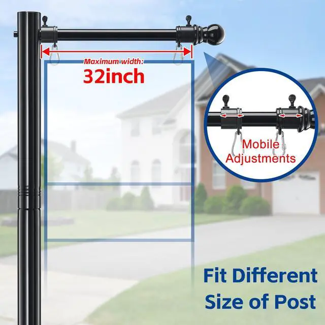 Alt view image 3 of 7 - Real Estate Sign Posts 7FT Wind-Resistant Yard Sign Holder with Adjustable 32 Arm for Outdoor Realtor Sign Heavy Duty Metal Yard Sign Stakes Stand 2PC