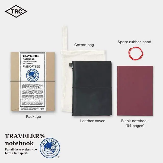 Alt view image 2 of 7 - 15026006 Midori Traveler's Notebook, Passport Size, Black