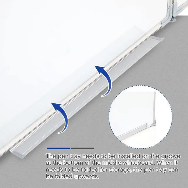 Alt view image 6 of 6 - 48 x 18 Foldable Whiteboard Dry Erase Board Large Tri Folding Whiteboard Magnetic Dry Erase Board, Wall Aluminium Frame and Flip Out Pen Tray for Office, Home