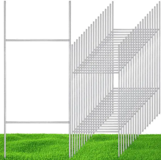 Main image of 30 Pcs H Stakes for Yard Signs 30'' x 10'' Metal Heavy Duty H Frame Wire Stakes Weatherproof Metal Holder for 250 Anniversary USA 4mm 5mm Corrugated Signs Board Guidepost Yard Decor