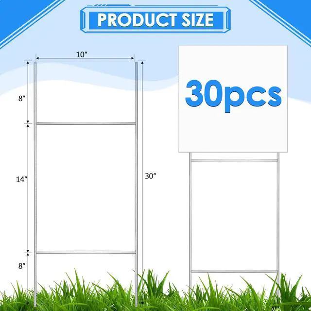 Alt view image 2 of 7 - 30 Pcs H Stakes for Yard Signs 30'' x 10'' Metal Heavy Duty H Frame Wire Stakes Weatherproof Metal Holder for 250 Anniversary USA 4mm 5mm Corrugated Signs Board Guidepost Yard Decor