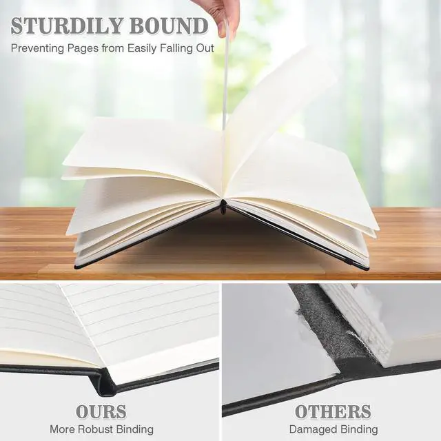 Alt view image 4 of 6 - A5 Hardcover Notebooks for Work:12 Pack, 100gsm Paper, 160 Pages Each | College-Ruled Pages, 5.75" x 8.38", PU Leather Hardcover, 12 Pens, 2 Inner Pockets, 180° Lay-Flat, For Business, School