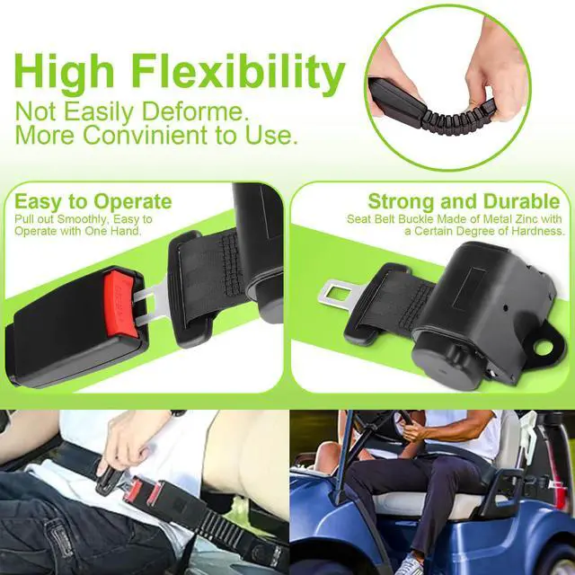 Alt view image 5 of 7 - 61 Inch Retractable DOT SeatBelts Street Legal 4 Passenger(2+2) Golf Cart Seat Belts Kit Bracket Fits EZGO TXT Yamaha Club Car DS (NOT FIT 2 Passenger Club Car Precedent Yamaha G29 Drive EZGO RXV)