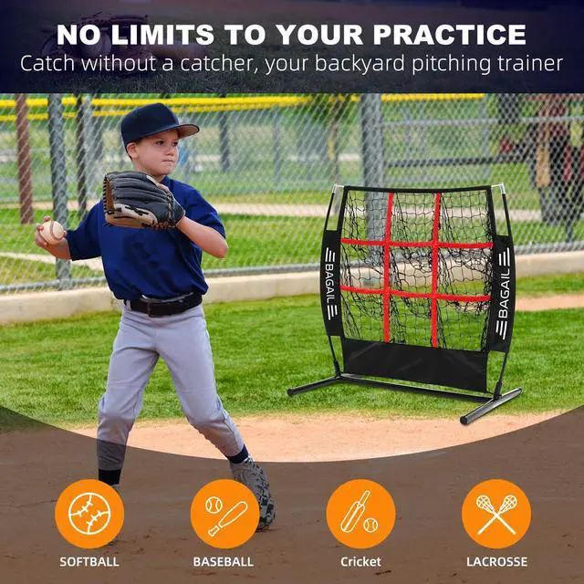Alt view image 5 of 7 - 9 Hole Pitching Net, Baseball Softball Accuracy Training Target | 3-min Setup, Heavy-Duty Frame, 8-Ply Reinforced Net, Indoor & Outdoor Throwing Practice, Include Carry Bag & Ground Stakes
