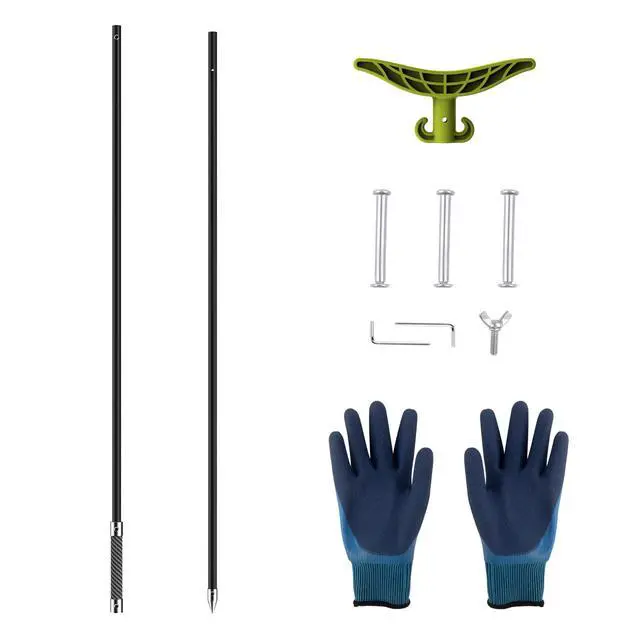 Alt view image 7 of 7 - 8.63ft/12.3ft Shallow Water Anchor Pole, Fiberglass Push Poles for Boat with T-Handle & 316 Stainless Tip, Corrosion-Resistant Sand Anchor for Beach Kayak, Gloves Included
