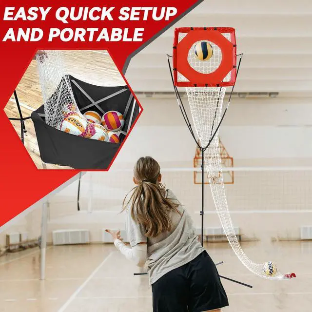 Alt view image 5 of 7 - Volleyball Setter Trainer Net, Volleyball Training Equipment Adjustable Angle Height 8-13 FT Setter Net, Indoor Outdoor Volleyball Practice Net System for Serving, Spiking and Setting