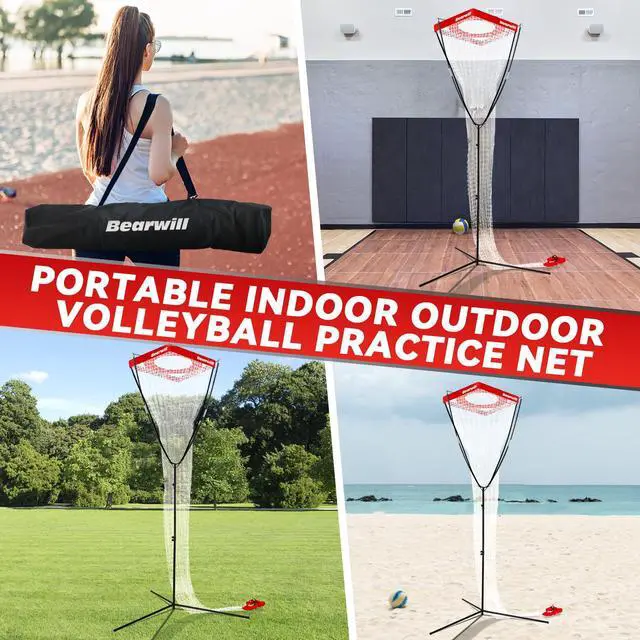 Alt view image 7 of 7 - Volleyball Setter Trainer Net, Volleyball Training Equipment Adjustable Angle Height 8-13 FT Setter Net, Indoor Outdoor Volleyball Practice Net System for Serving, Spiking and Setting