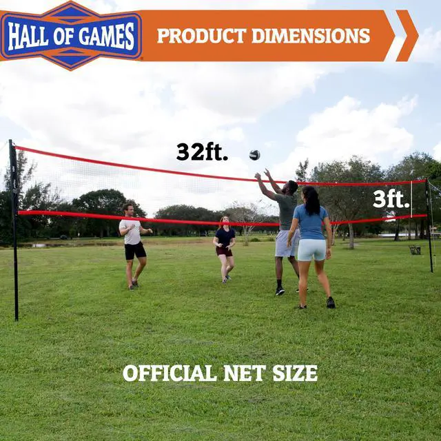 Alt view image 3 of 7 - Outdoor Volleyball and Badminton Net with Carrying Bag Accessories Set and Adjustable Steel Poles Perfect for Parties