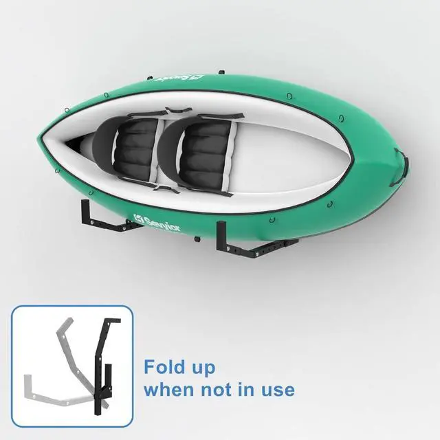 Alt view image 3 of 7 - Wall Mount Kayak Storage Rack, Kayak Hooks for Garage Wall Hangers for Kayak, Surfboard, Skiis, Snowboard, Paddle Board