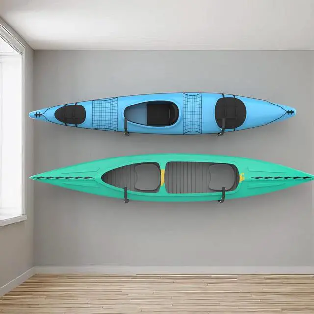 Alt view image 2 of 7 - Wall Mount Kayak Storage Rack, Kayak Hooks for Garage Wall Hangers for Kayak, Surfboard, Skiis, Snowboard, Paddle Board