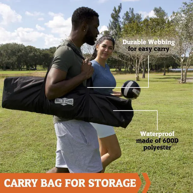 Alt view image 7 of 7 - Outdoor Volleyball and Badminton Net with Carrying Bag Accessories Set and Adjustable Steel Poles Perfect for Parties