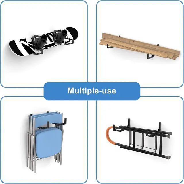 Alt view image 6 of 7 - Wall Mount Kayak Storage Rack, Kayak Hooks for Garage Wall Hangers for Kayak, Surfboard, Skiis, Snowboard, Paddle Board