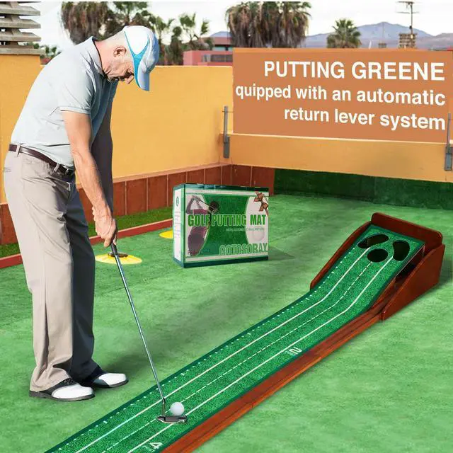 Alt view image 3 of 7 - Putting Green Indoor,Golf Putting mat with Auto Ball Return Premium Golf Putting Mat for Home, Office, or Outdoors Golf Gift for Men & Women, Practice Anywhere