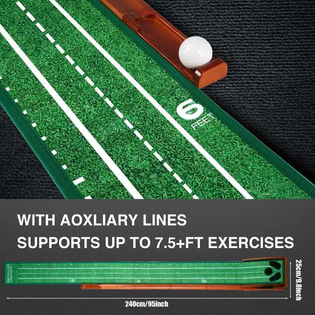 Alt view image 4 of 7 - Putting Green Indoor,Golf Putting mat with Auto Ball Return Premium Golf Putting Mat for Home, Office, or Outdoors Golf Gift for Men & Women, Practice Anywhere