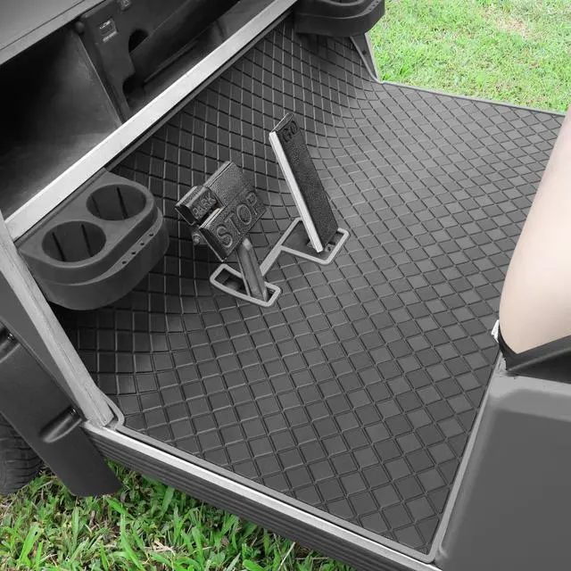 Main image of Golf Cart Floor Liner Mat 8mm Thick Rubber Full Coverage Fit for Club Car DS 1982-2013 / Villager 1982-2018 Carts Heavy-Duty Non-Slip Front Feet Mats Replacement Easy to Clean - Grey Trim