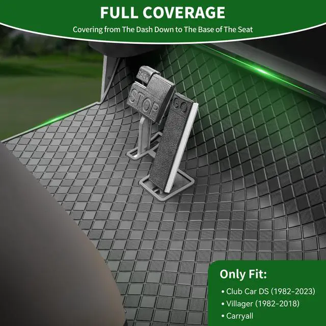 Alt view image 2 of 7 - Golf Cart Floor Liner Mat 8mm Thick Rubber Full Coverage Fit for Club Car DS 1982-2013 / Villager 1982-2018 Carts Heavy-Duty Non-Slip Front Feet Mats Replacement Easy to Clean - Grey Trim