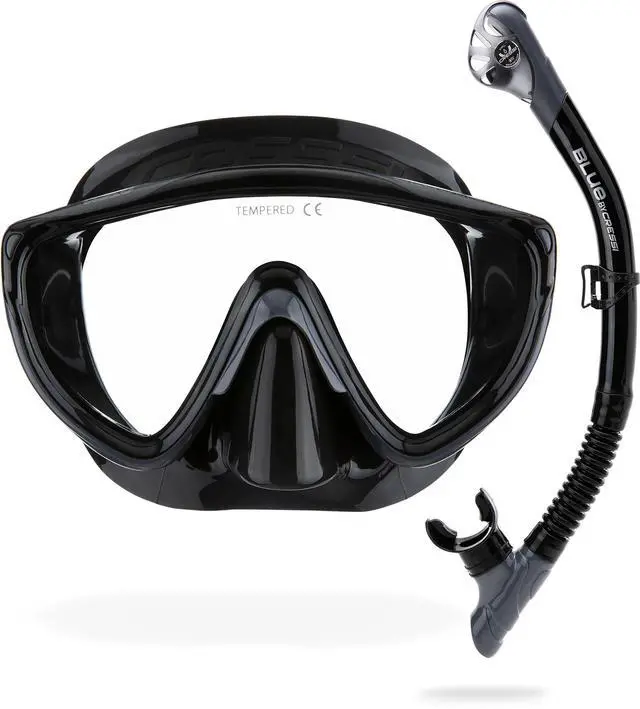 Main image of Adult Wide View Single Lens Comfortable Snorkeling Mask & Dry Snorkel - Tino & Scilla: Made in Italy