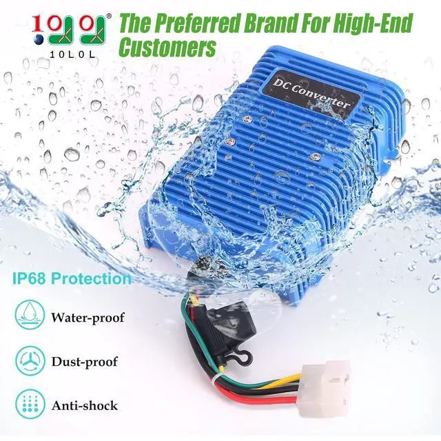 Alt view image 3 of 7 - Golf Cart Voltage Reducer 36V 48V to 12V 30A 350WBlue | Universal DC Step Down Converter, Regulator,Transformer for Yamaha EZGO Club Car 1981-up;Balances Battery Draw; 5 Protections
