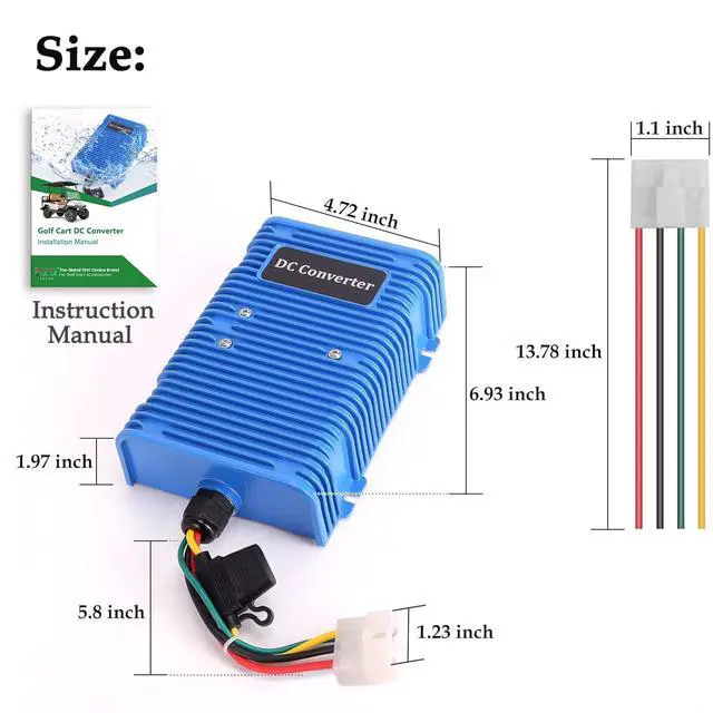 Alt view image 6 of 7 - Golf Cart Voltage Reducer 36V 48V to 12V 30A 350WBlue | Universal DC Step Down Converter, Regulator,Transformer for Yamaha EZGO Club Car 1981-up;Balances Battery Draw; 5 Protections