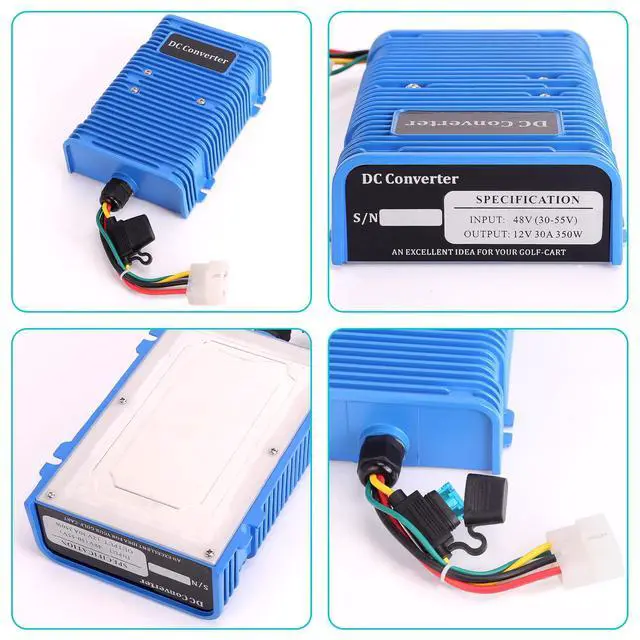 Alt view image 7 of 7 - Golf Cart Voltage Reducer 36V 48V to 12V 30A 350WBlue | Universal DC Step Down Converter, Regulator,Transformer for Yamaha EZGO Club Car 1981-up;Balances Battery Draw; 5 Protections